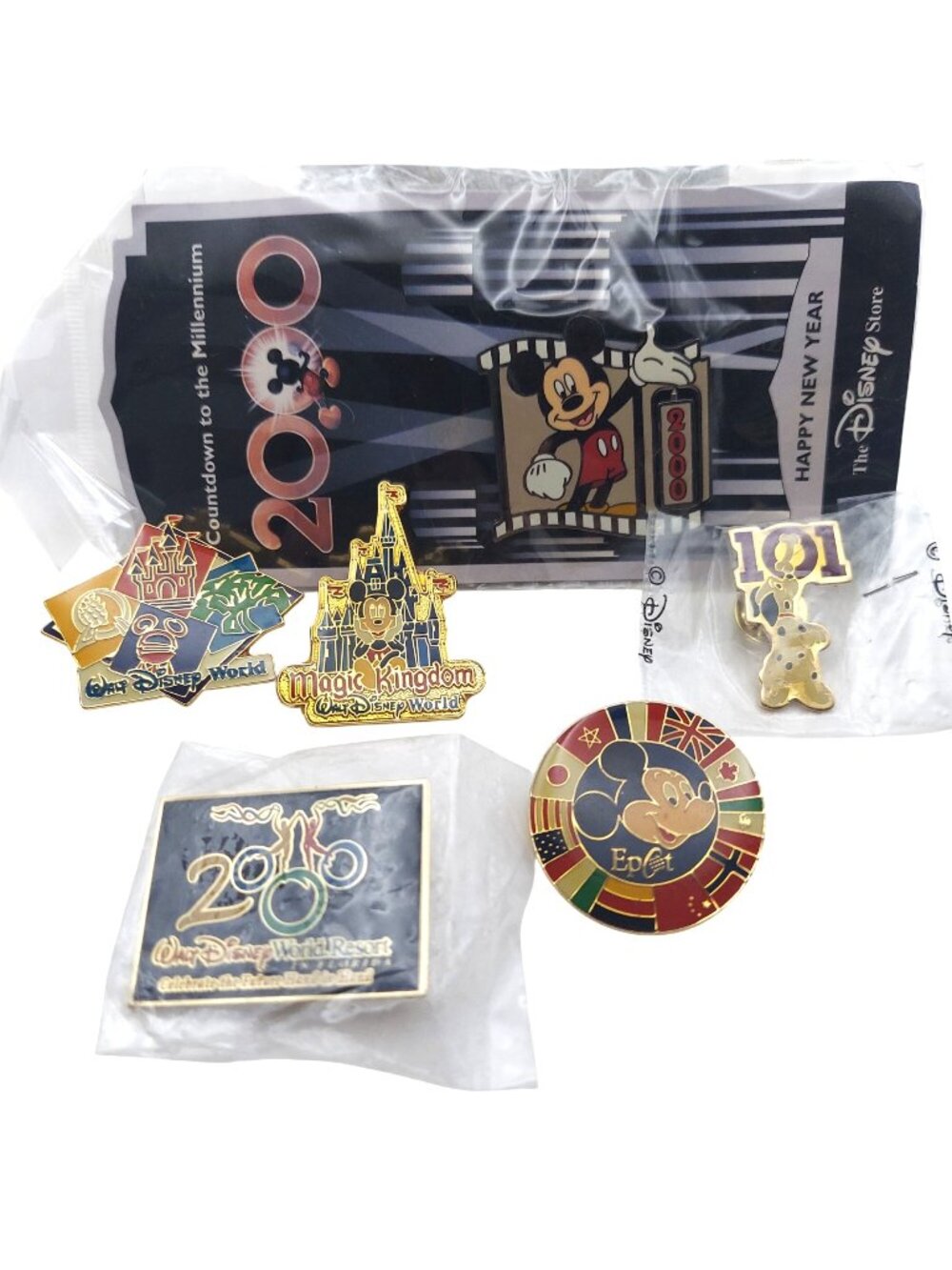 Disney Store Enamel Pin Set Of 6 Walt Disney World Millennium 2000 Collectible